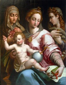 Virgen con el Niño Jesús, santa Catalina y santa Rosalía de Gaspar Becerra